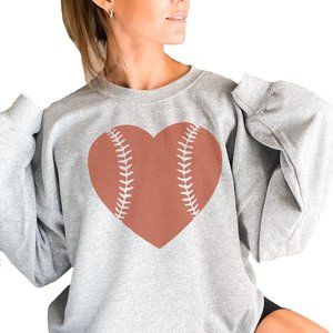 Baseball Heart Sweatshirt Cute Heart Sweater Gifts for Her Mom Gift Sports Shirt